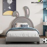 Bellemave® PU Leather Upholstered Platform Bed with Rabbit Ornament - Bellemave